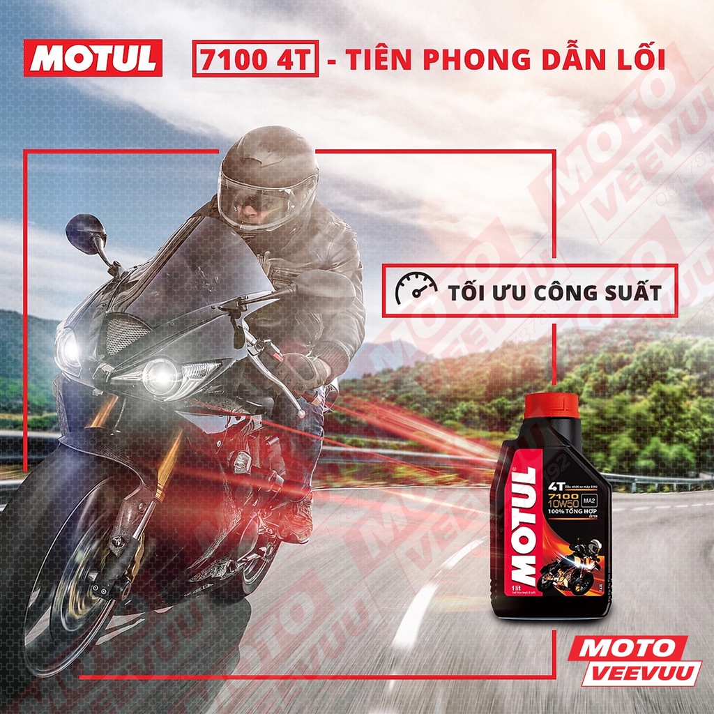 Dầu nhớt xe số Motul 7100 4T 10W50 Ester Code SN/SM/SL MA2 1 Lít Tổng hợp toàn phần Ester