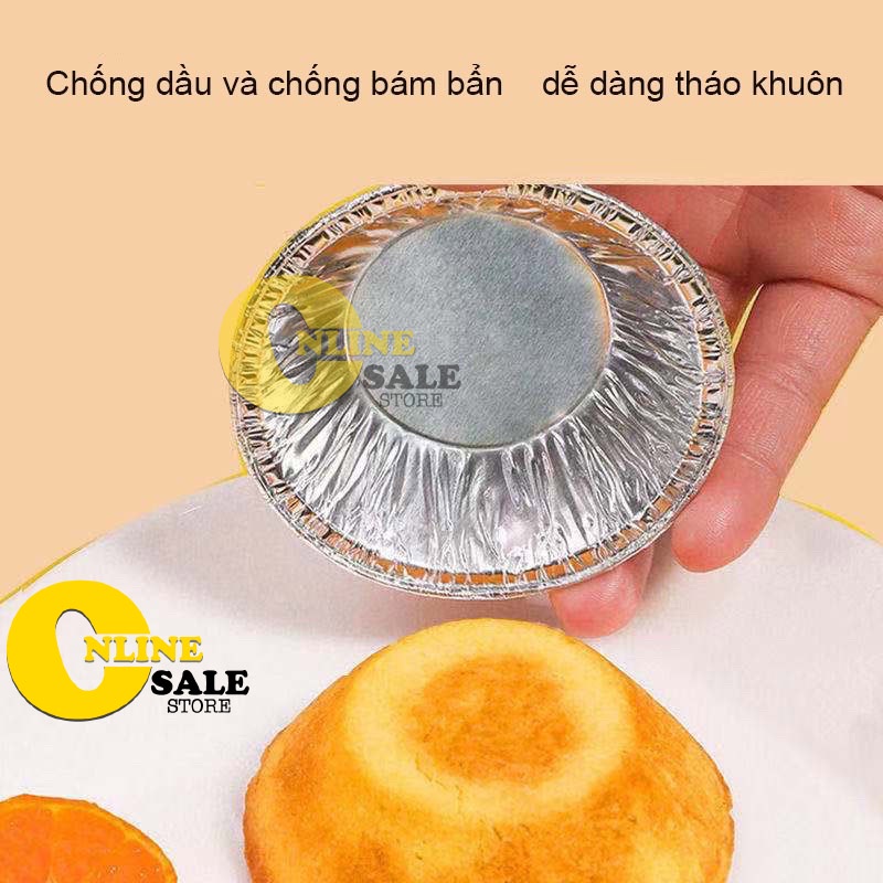 (Flash Sale)  Set 50-100 Đế Cốc Chén Giấy Bạc Lót Khuôn Nướng Bánh tart Trứng Tiện Dụng - Amina