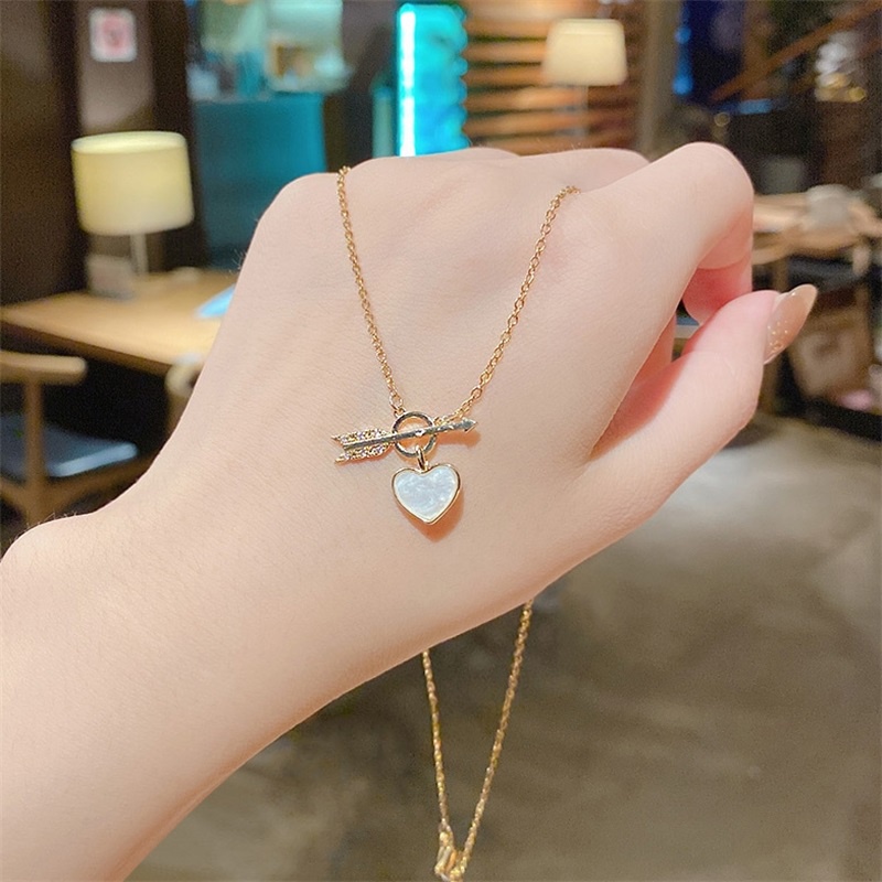 Dây chuyền thép titan mặt trái tim phong cách Hàn Quốc đơn giản