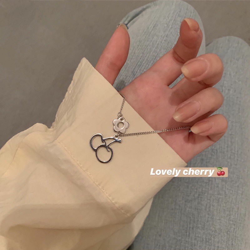 Dây chuyền mặt hình quả cherry phong cách hip hop thời trang đơn giản 191152