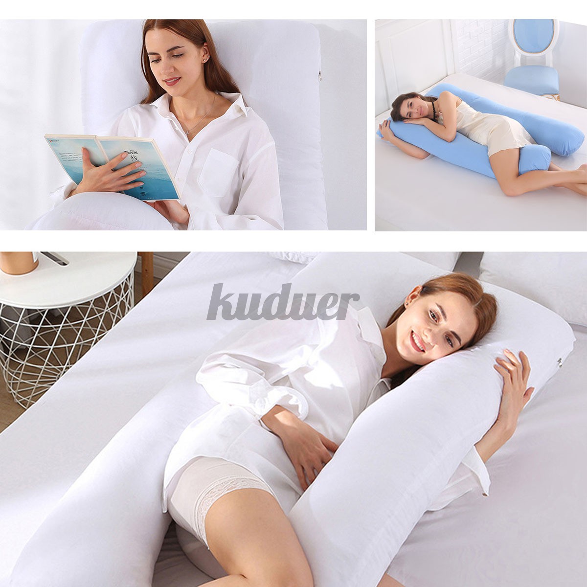 Pregnancy Pillow 51&quot; U Shaped Full Body Pillow Maternity Support Bolster Sleep KUDUER