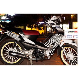 Tem trùm wave ♦FREESHIP♦ trắng đen chim ưng alpha 100, độ phủ bộ team decal cho xe máy rẻ đẹp (dán đời 2006-2016)