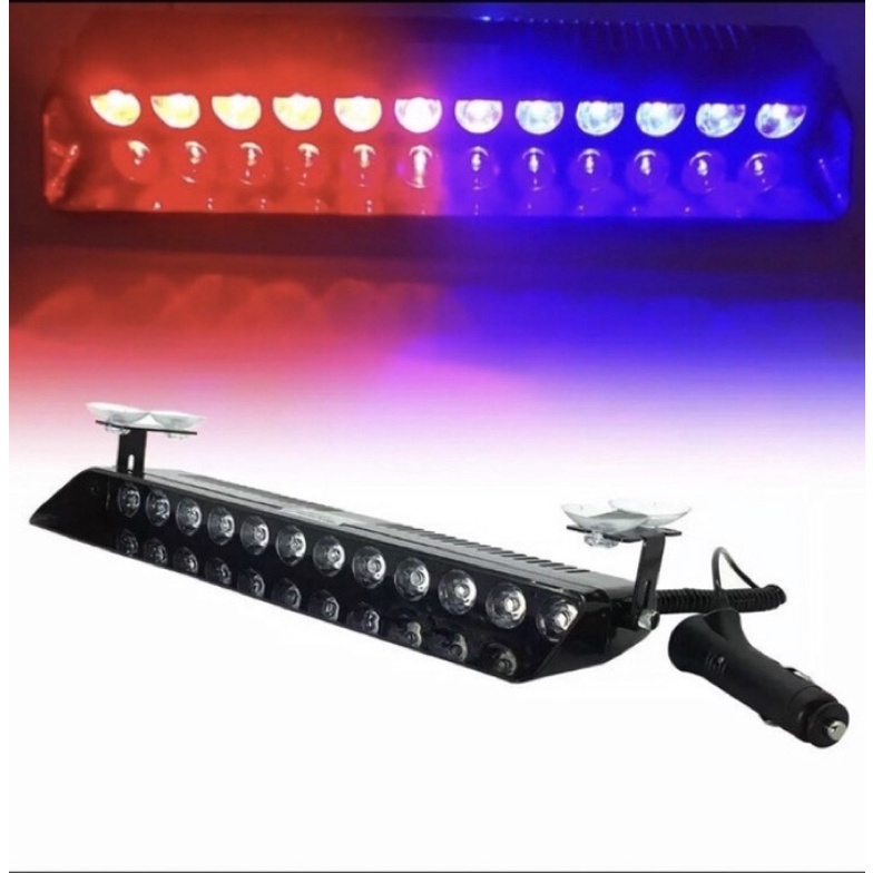 Đèn ưu tiên 12 bóng led xanh đỏ gắn kính lái ô tô