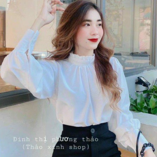 Áo sơ mi cổ trụ tiểu thư PUCA