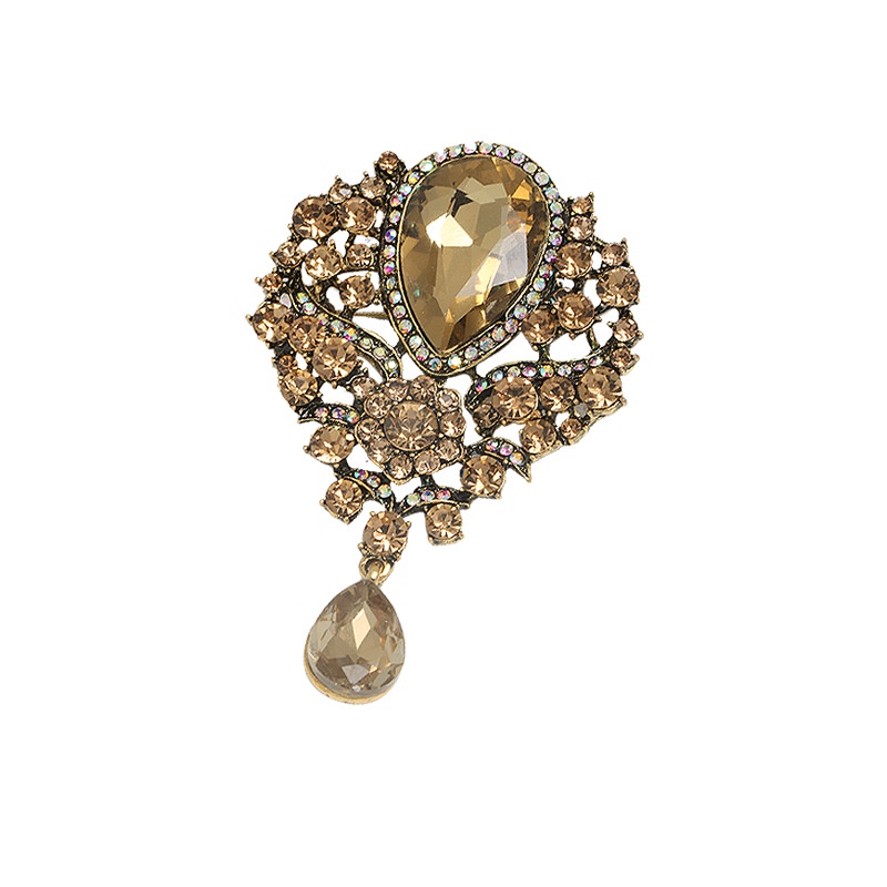 Ghim Cài Áo Hình Bông Hoa Đính Đá Phong Cách Cổ Điển Thanh Lịch Dành Cho Nữ