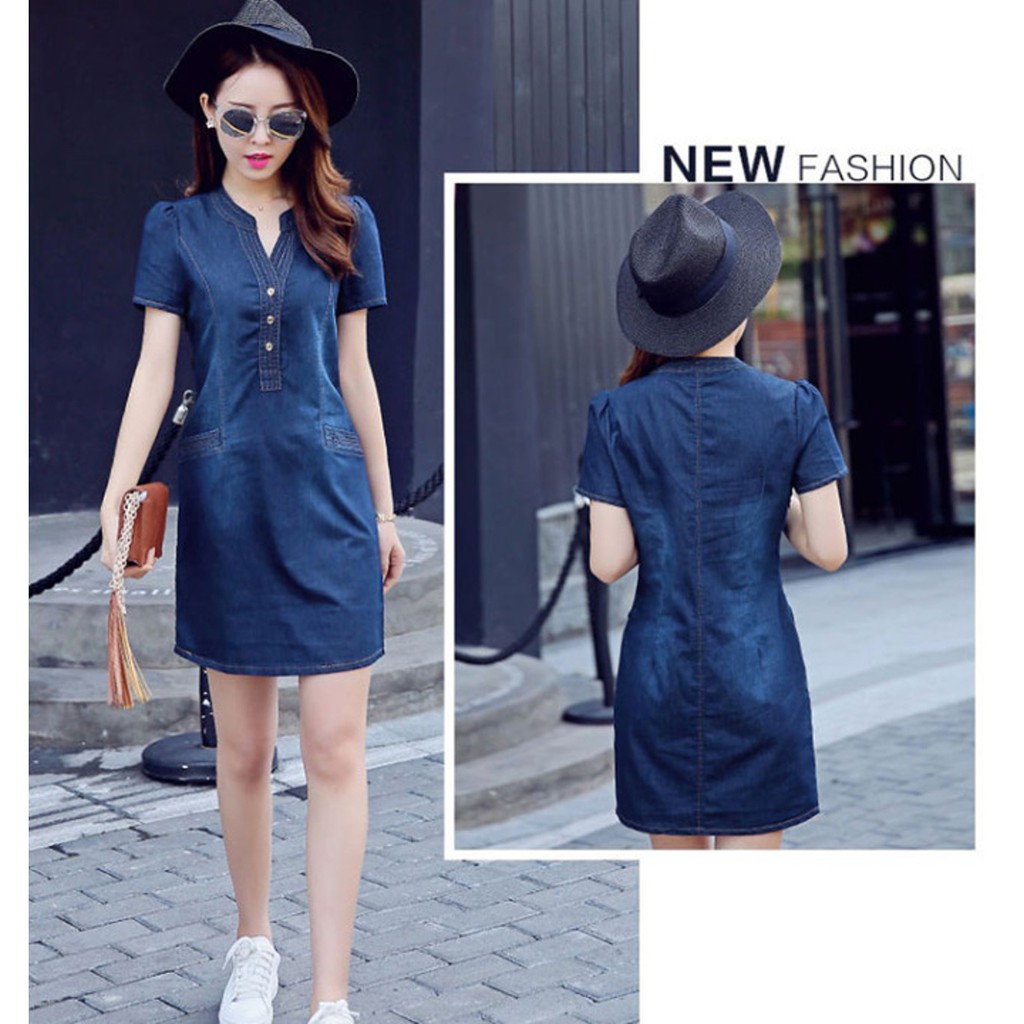 Đầm jean phối túi size M L XL XXL