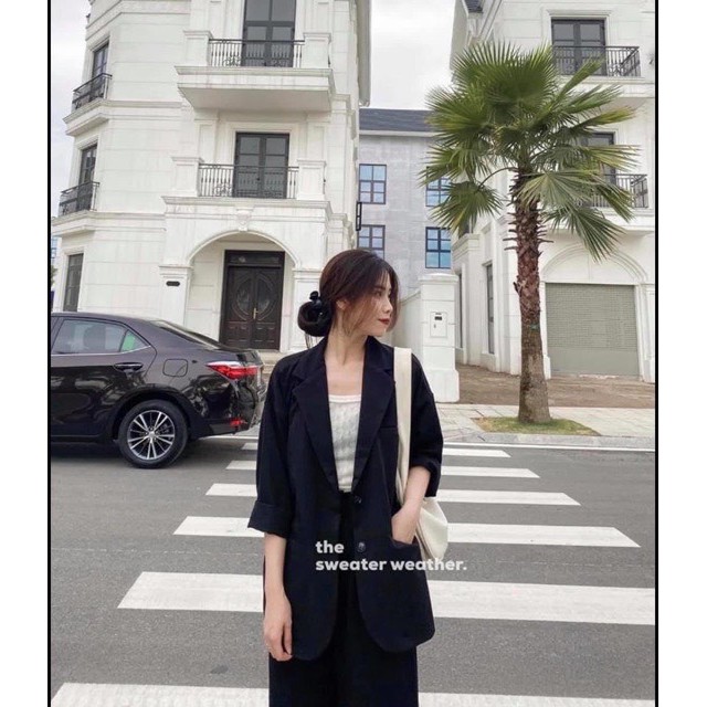 [Ảnh/Video/Có Sẵn] Áo blazer trơn-màu đen-màu be-màu trắng-Hàn Quốc BZ01