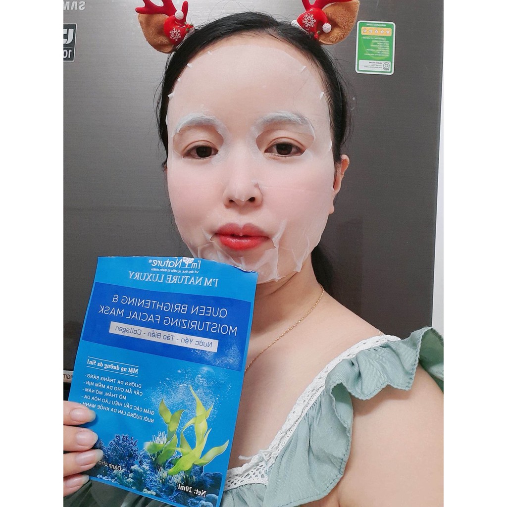 (hàng chính hãng)Mặt nạ dưỡng trắng da, dưỡng ẩm yến tươi tảo biển và collagen của I'm nature