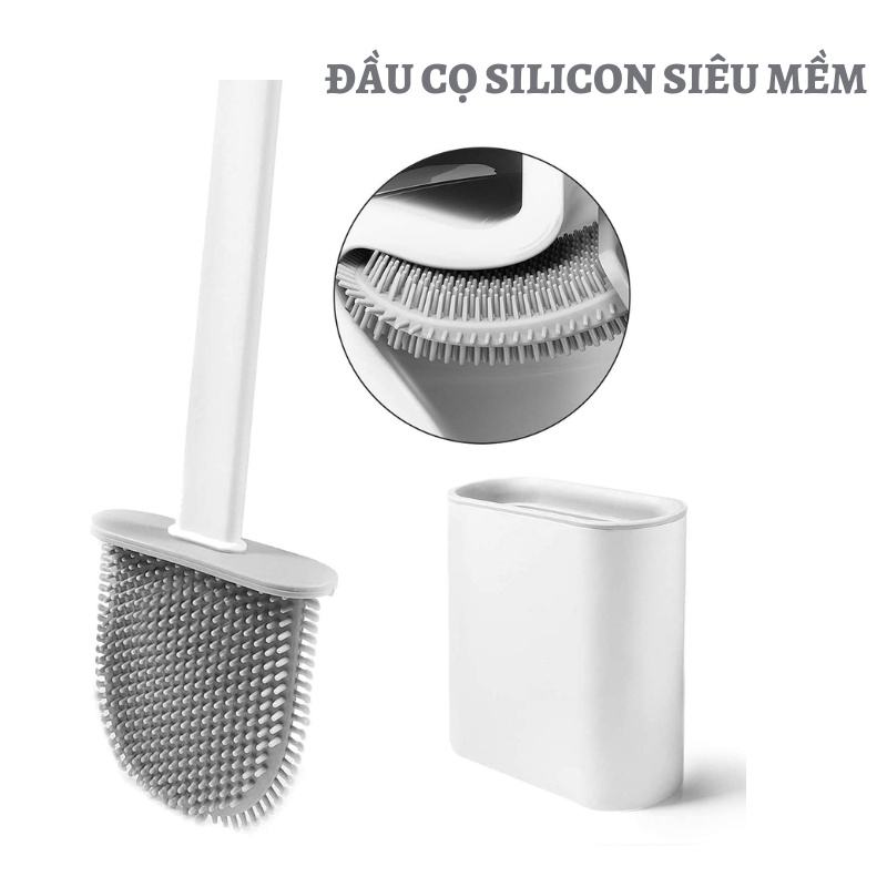 Chổi Cọ Nhà Vệ Sinh, Cây Cọ Toilet Bồn Cầu Bằng SiliCon Có Giá Đựng Dán Tường