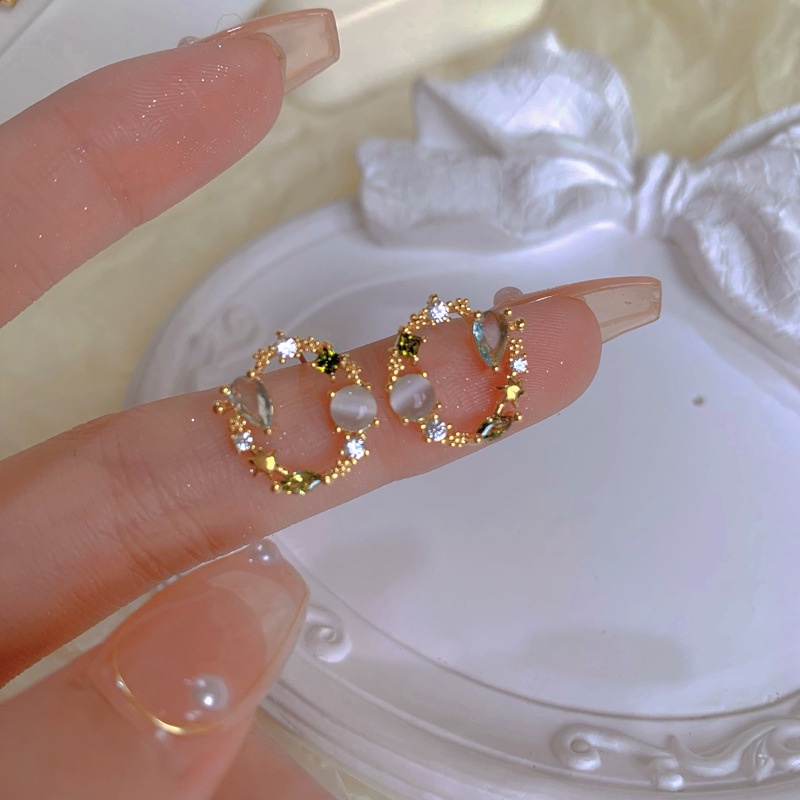 Hoa tai hàn quốc hoa tai kim cương lấp lánh hoa tai vòng hoa