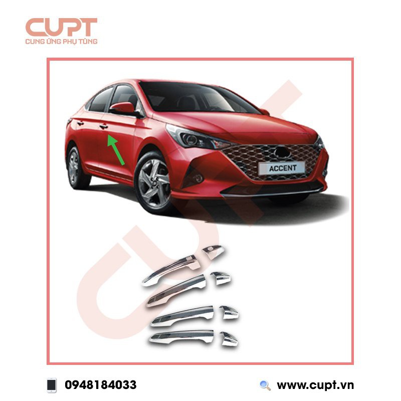 Ốp Tay Nắm Cửa Mạ Chrome - Đen Hyundai Accent 2018 2019 2020 2021
