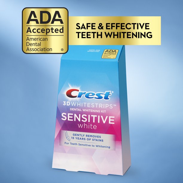 Miếng làm trắng răng Crest 3D Whitestrips Sensitive White Teeth Whitening Kit, 26 Strips