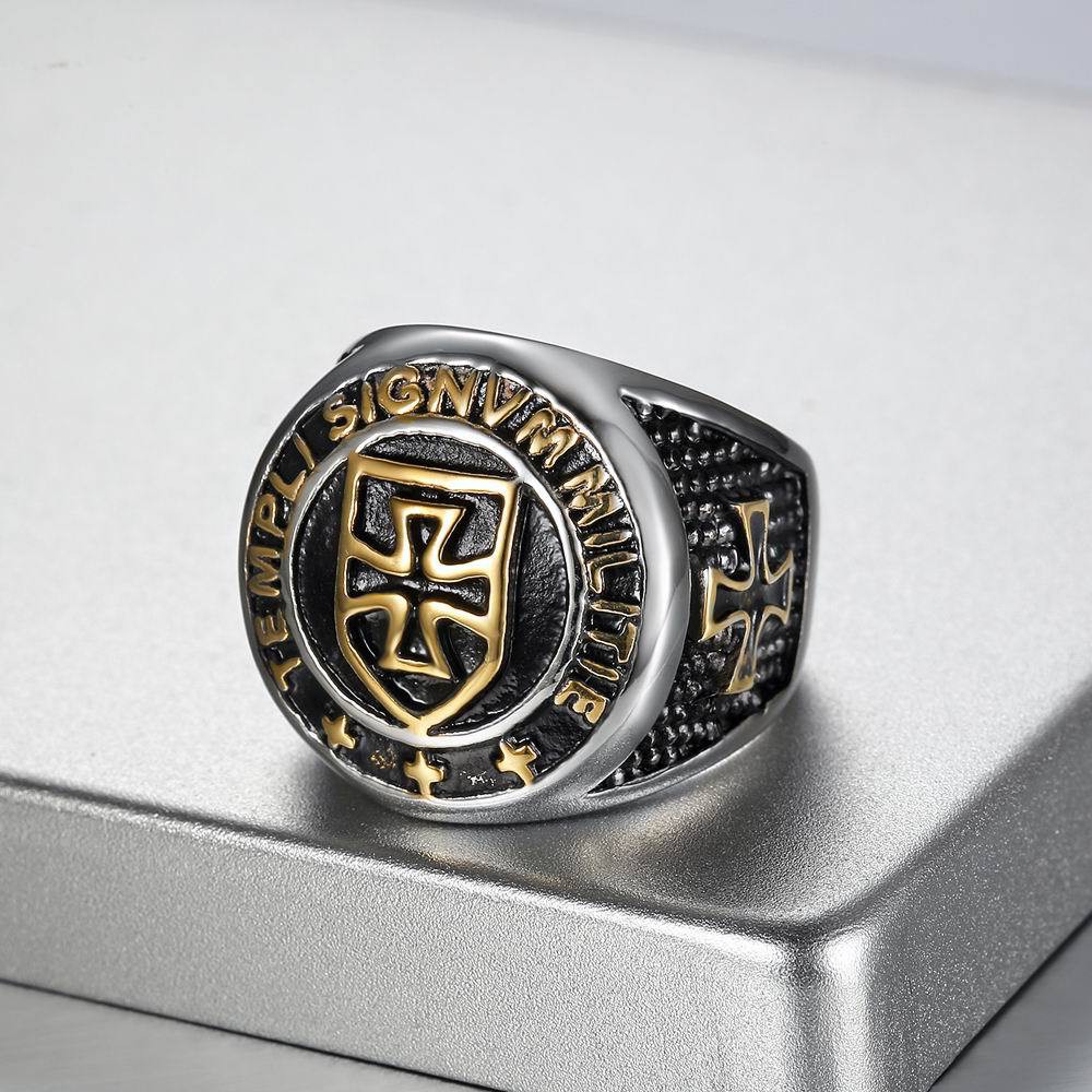 Nhẫn hiệp sĩ Thập tự giá thép titan thời trang nam