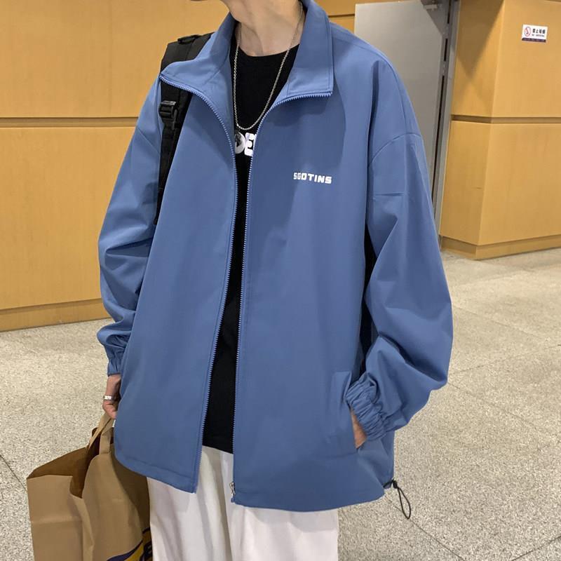 Áo khoác bomber dáng rộng cổ đứng màu trơn mẫu 2022 phong cách harajuku Hàn Quốc thời trang mùa xuân dành cho nam