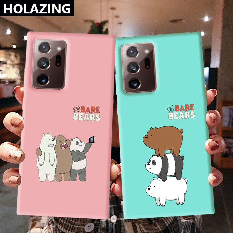 Samsung Galaxy S21 Ultra S8 Plus S10E S10 5G Note 20 10 Plus 9 8 Candy Color Phone Cases vỏ điện thoại Cute We Bare Bears Soft Silicone Cover