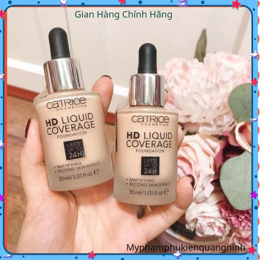 Kem nền Catrice HD Liquid Coverage Foudation, không trôi, đều màu - chính hãng Đức, Giữ tone 24h-myphamphukienquangninh