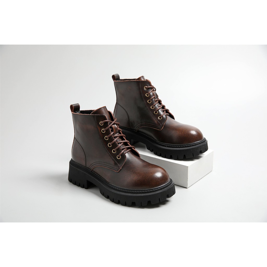 Original boots 6 lỗ xỏ đế cao - Boots da bò nữ