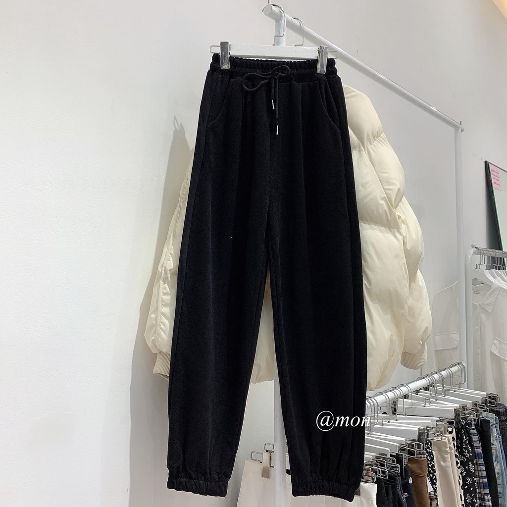2101060 Quần nỉ tăm bo gấu Mon.Co - quần nỉ tăm - quần jogger nỉ tăm thời trang ulzzang freesize