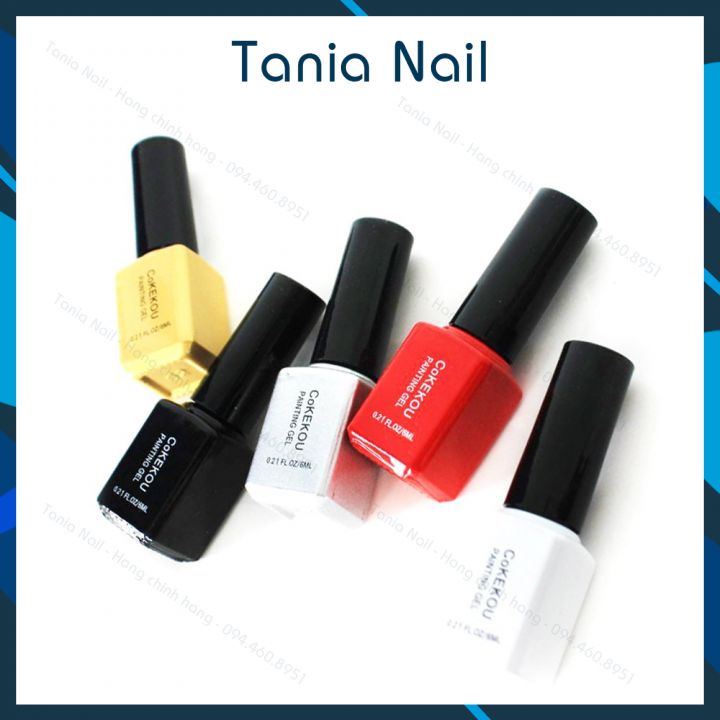 Gel Cọ Nét Đen Đỏ Nhũ Vàng Nhũ Bạc Trắng Chai 12ml COKEKOU
