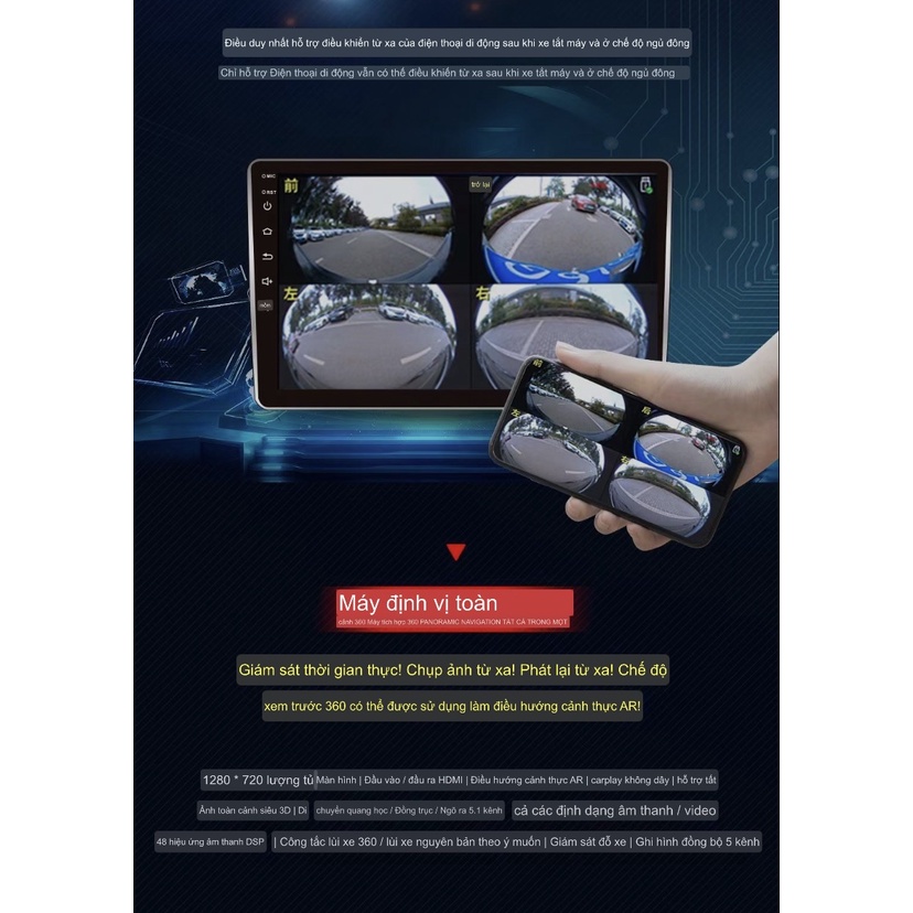 Màn liền cam 360 Oled X5s new 2022 theo dõi hành trình 360 từ xa trên điện thoại , cấu hình khủng RAM 4 rom64g