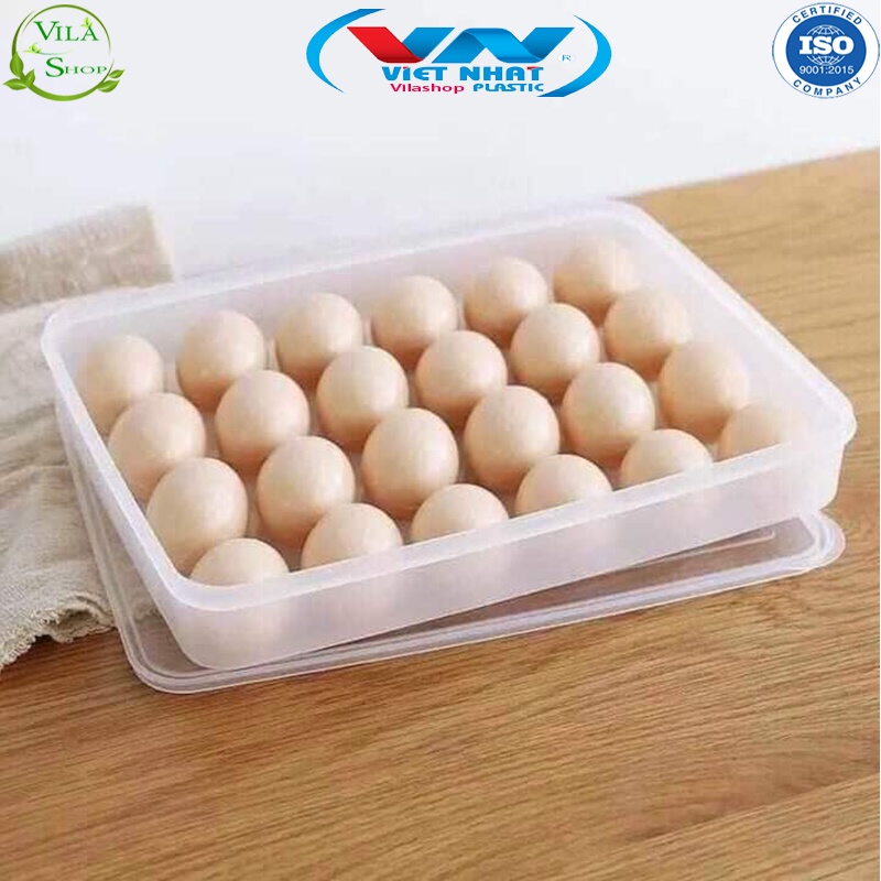 Hộp Đựng Trứng, Khay Đựng Trứng 24 Quả Có Nắp Đậy Nhựa Việt Nhật, Nắp Đậy Kín Bảo Quản Trứng Được An Toàn Và Lâu Hơn