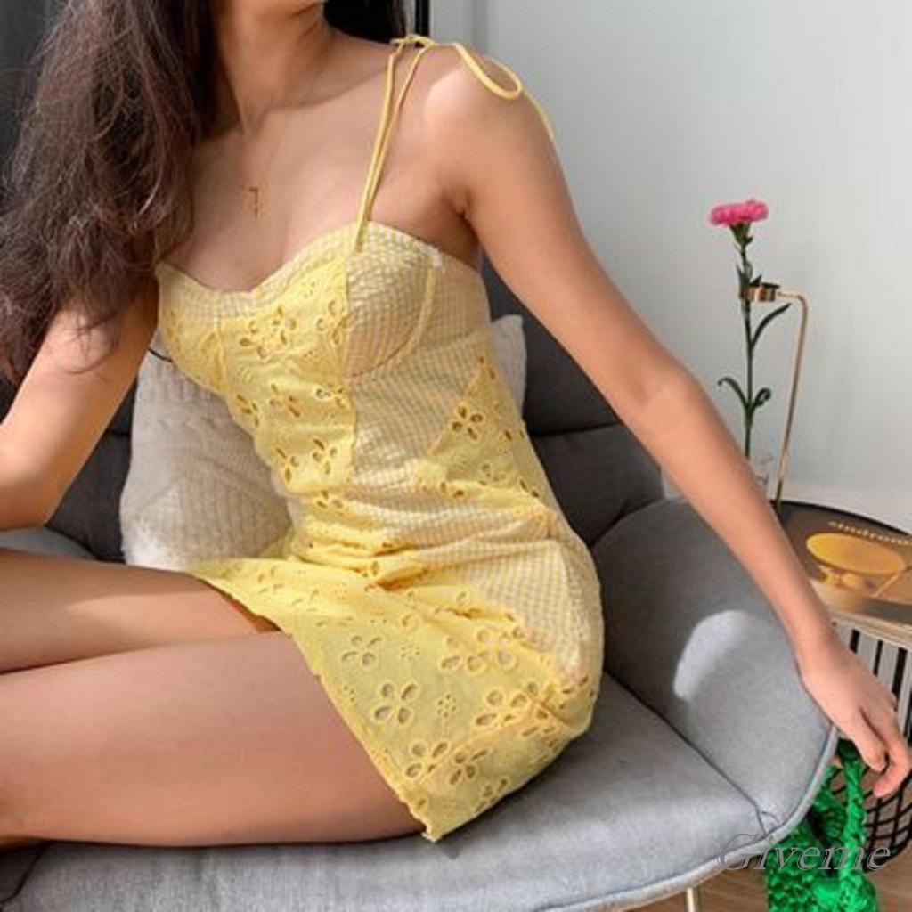 Đầm Ôm Không Tay Họa Tiết Hoa Vàng y2k