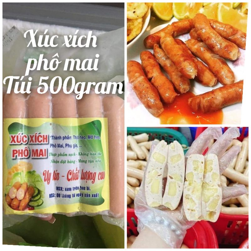 Xúc xích phô mai, túi 500gram siêu ngon.