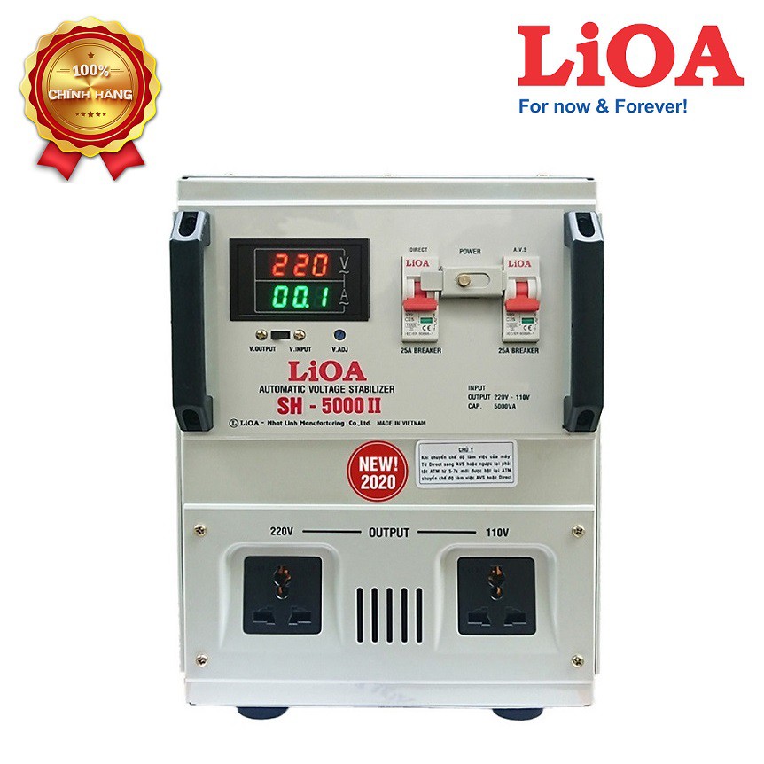 Ổn áp 1 pha LIOA SH-5000 II 5.0kVA điện áp vào 150V(130V) - 250V ( Thế hệ mới 2020 )