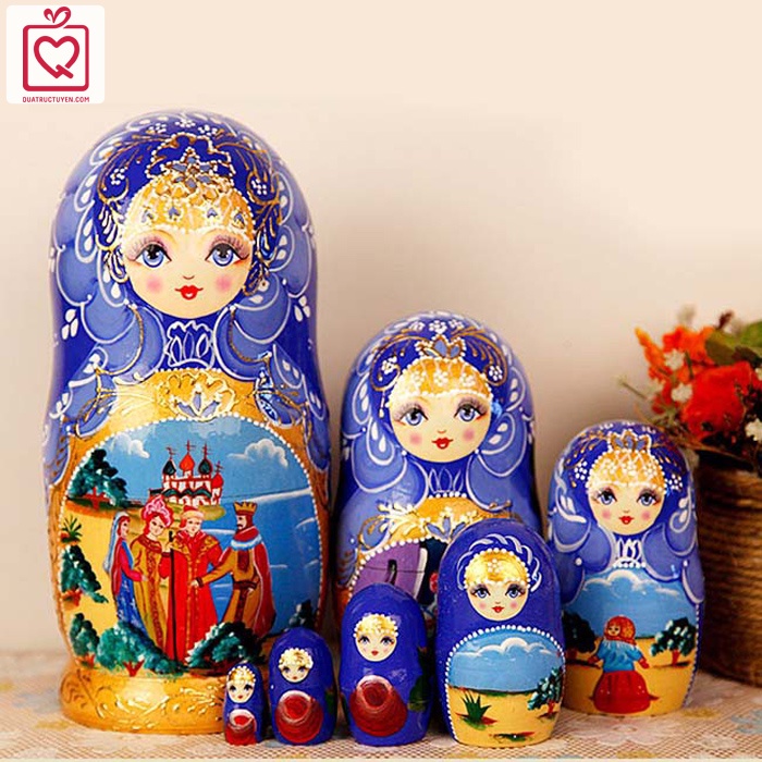 Búp bê Nga Matryoshka truyền thống bộ 7 con đẹp  -  Công chúa ngủ trong rừng/Nàng tiên cá Ariel