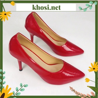 Giày cao gót da bóng mũi nhọn gót nhọn 9p siêu chảnh đế chắc chắn đi cực thích