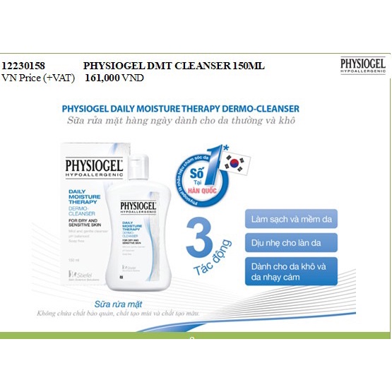 Sữa rửa mặt Physiogel Cleanser 150ml