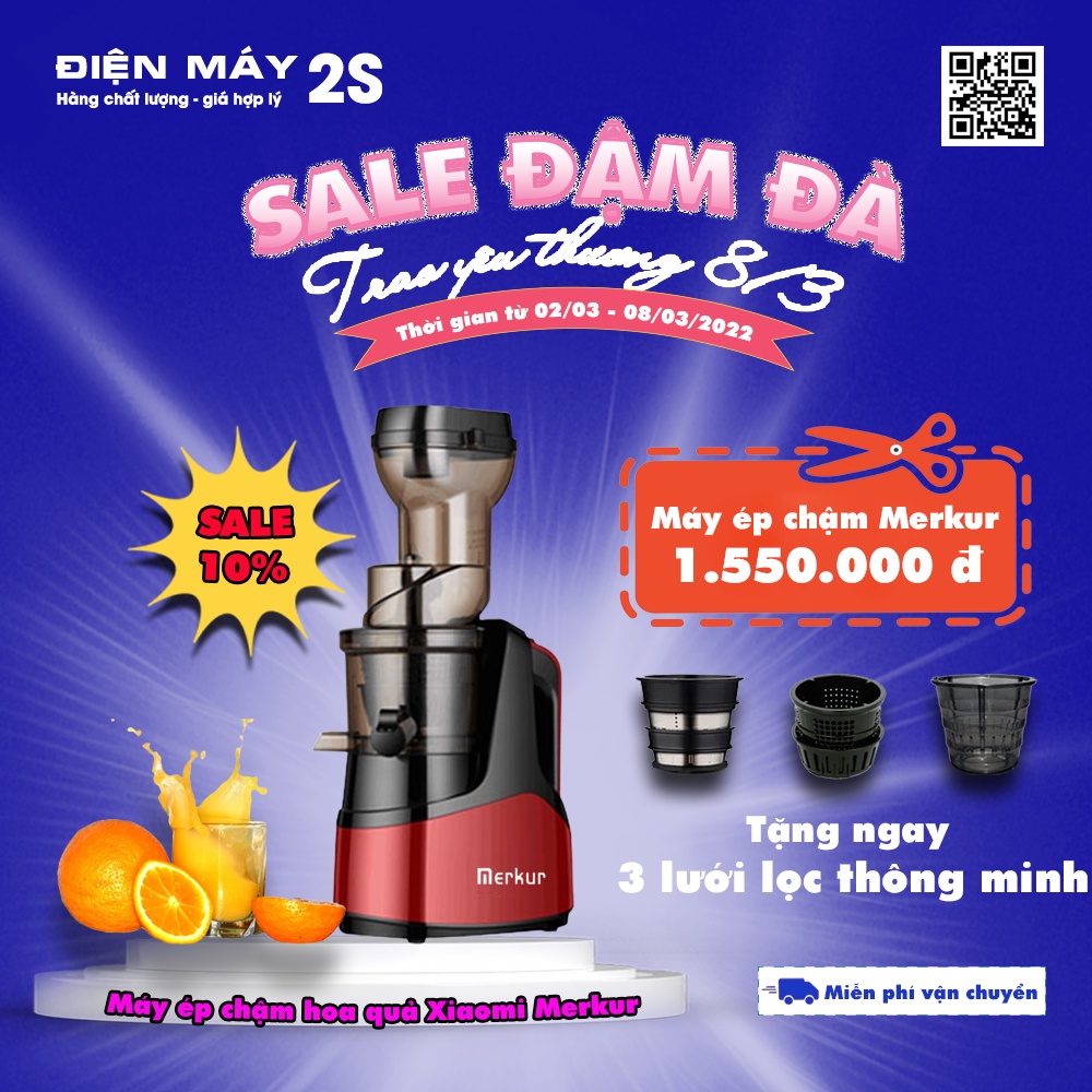[Hàng có sẵn] Máy ép chậm trái cây, máy ép chậm hoa quả Merkur B03 chính hãng - mẫu mới 2022
