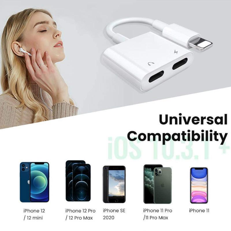 Thiết bị chuyển đổi tai nghe 2 trong 1 cho IPhone 12 11 Pro Max X XS Max 8 7 Plus IPad