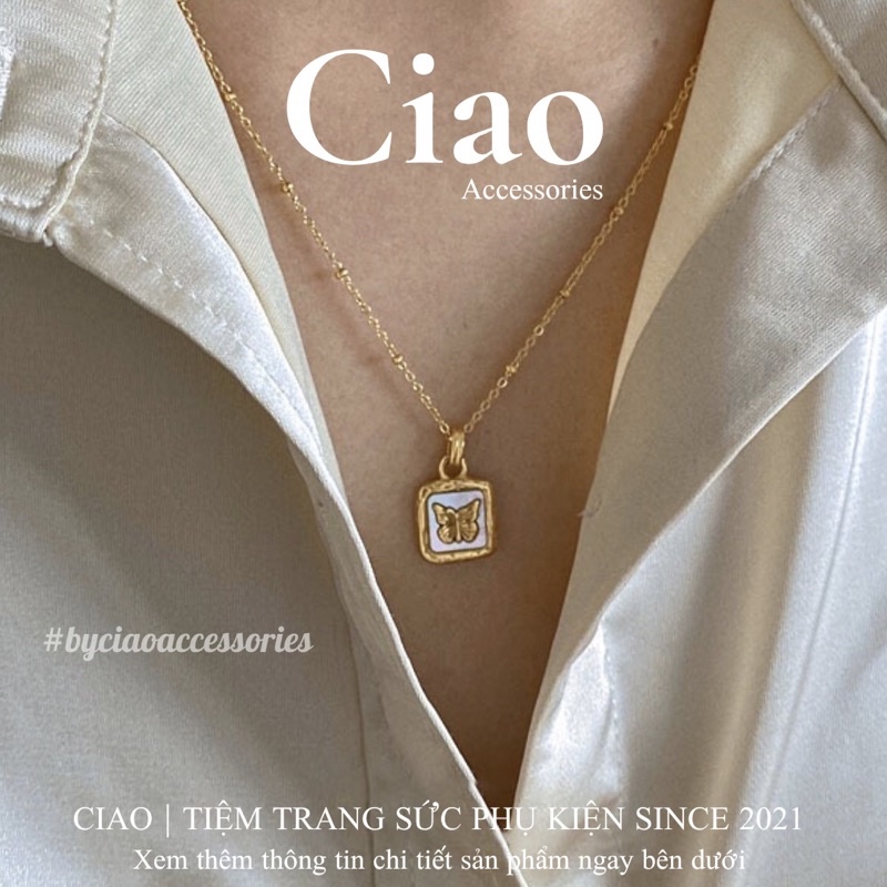 [HOẢ TỐC 1H] Dây chuyền/ Vòng cổ titan không gỉ thiết kế hình charm bổng hồ điệp Natila Ciao