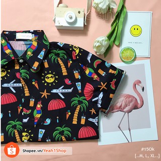 [Yeah1Shop]- Áo sơ mi vẹt và cây dừa (M, L, XL) (SMHH)