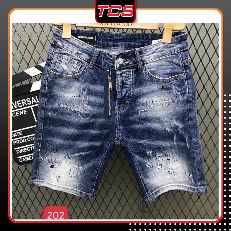 Quần short jean,chất bò rách xước màu xanh đẹp,thời trang phong cách thể thao cao cấp TCS 202