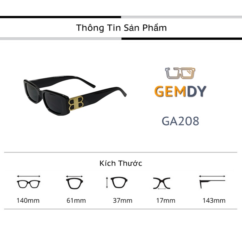 Kính thời trang Âu Mỹ hot trend, kính râm retro phong cách đơn giản GA208 | GemDy