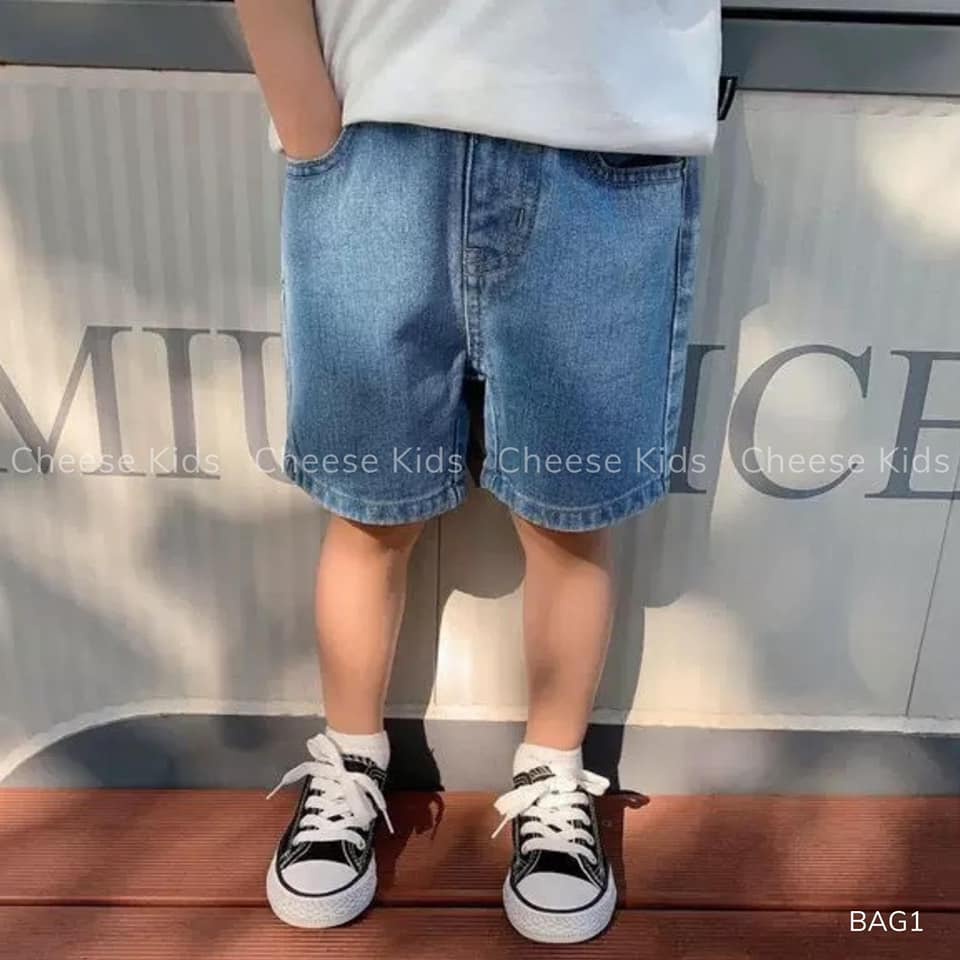 quần short jean bé trai, quần bò bé trai ngố mềm cheesekids 11 đến 21kg