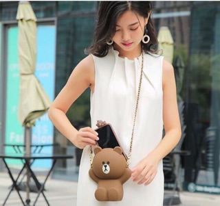 Túi gấu brown silicon 2 dây