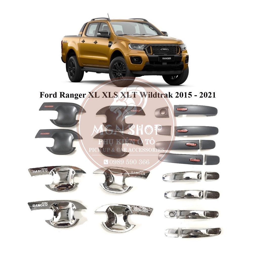 [Ốp tay nắm cửa] [Ốp hõm cửa] [Ford Ranger 2015 - 2021] [màu đen / màu bạc]