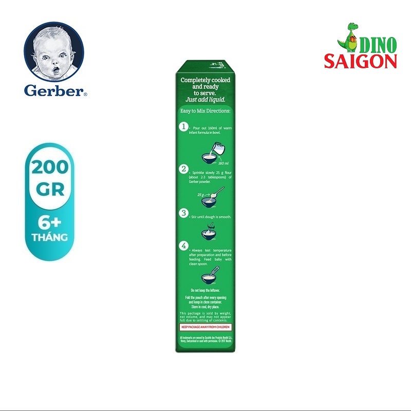 Bột Ăn Dặm Gerber Organic Hộp 200g Vị Yến Mạch và Lúa Mỳ