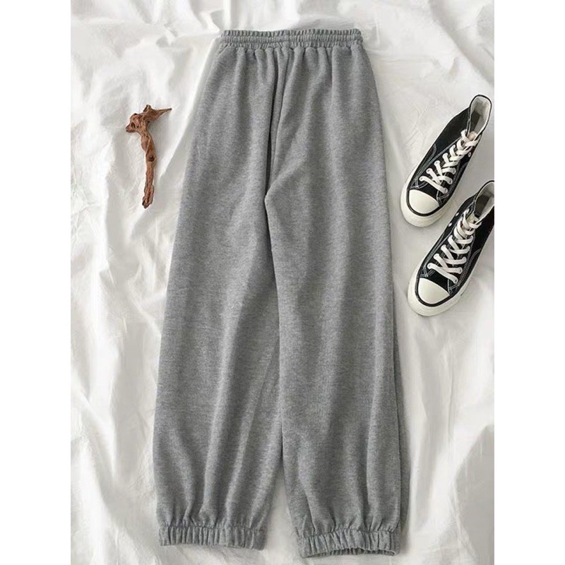 Quần Nỉ Thun Ống Rộng Rách Gối IRU Jem Closet Nam Nữ Unisex  L008