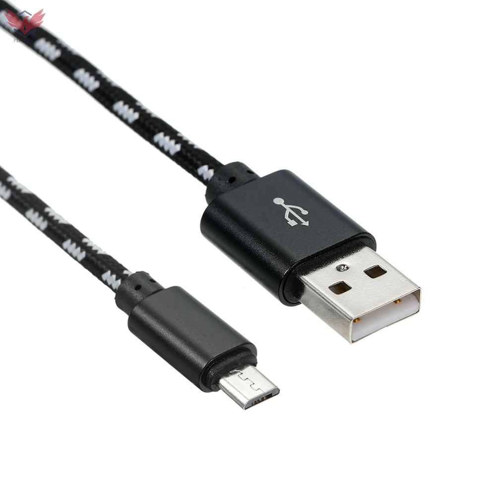 Dây Cáp Sạc Truyền Dữ Liệu Micro Usb Dây Bện Nylon Màu Đen Cho Samsung Huawei Xiaomi