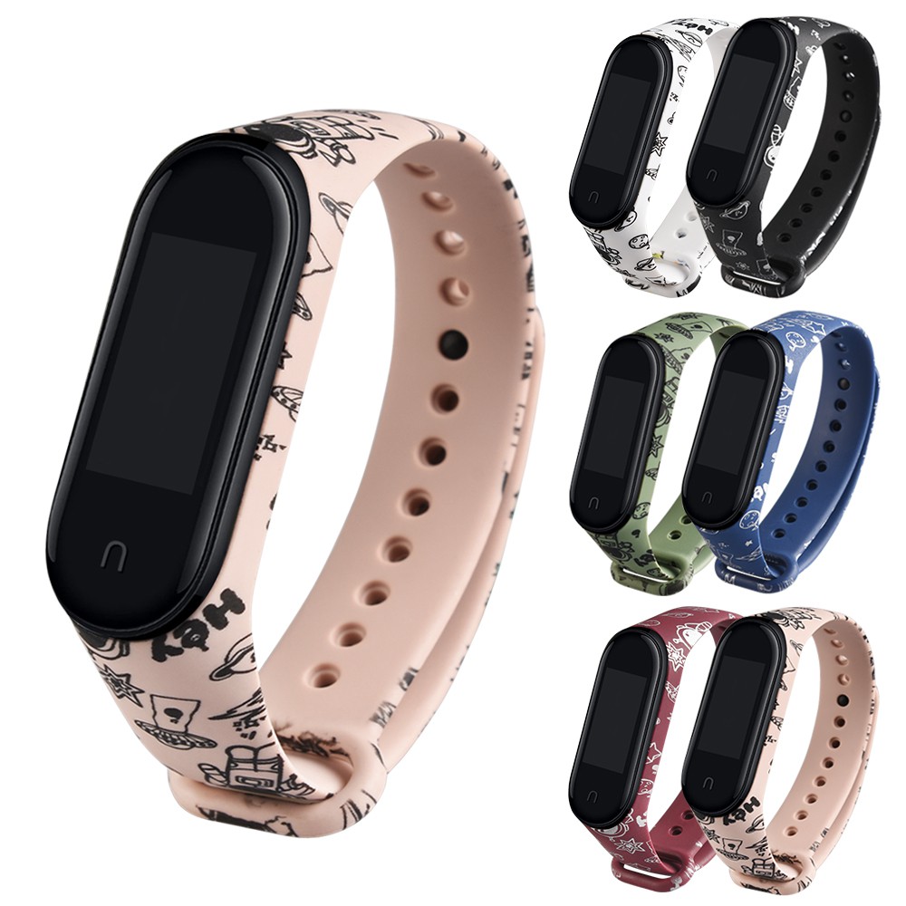 Dây đeo phụ kiện bằng silicone mềm TPU hoạt hình cho Xiaomi mi band 3 4 5 6