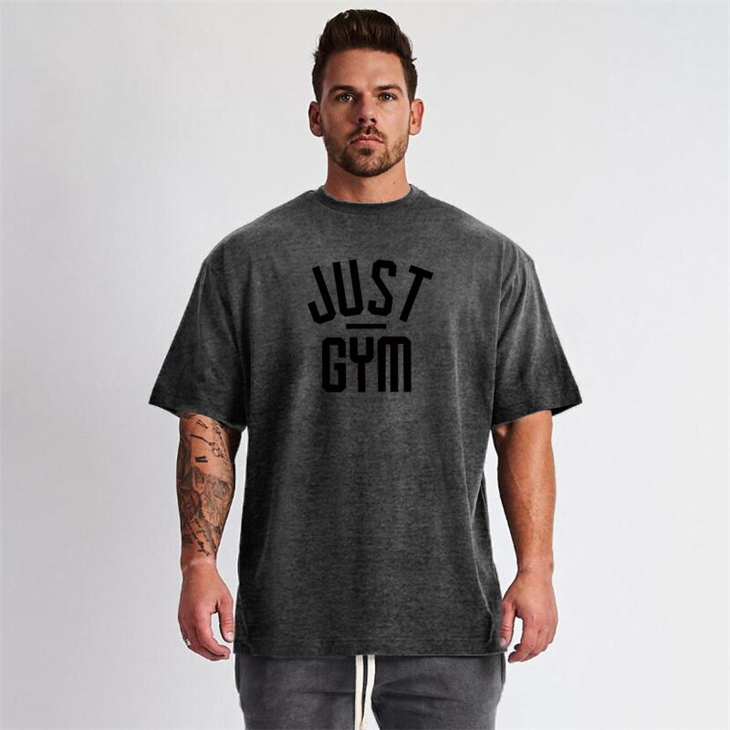 New Brand Casual Men's T-Shirts Fashion Men's Short Sleeved Printed Bodybuilding Shirt Workout Slim Fit Cotton Fitness Tee Top