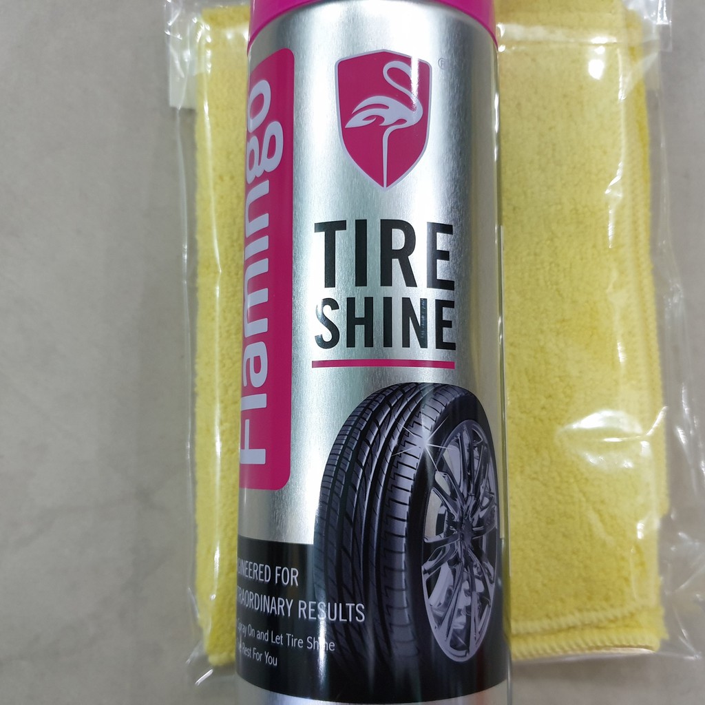 Dung Dịch Làm Bóng Đen Lốp Xe Flamingo Tire Shine 500ml ( Tặng Khăn )