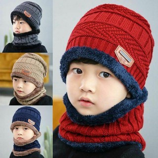 Bộ mũ len + khăn choàng cổ giữ ấm cho bé