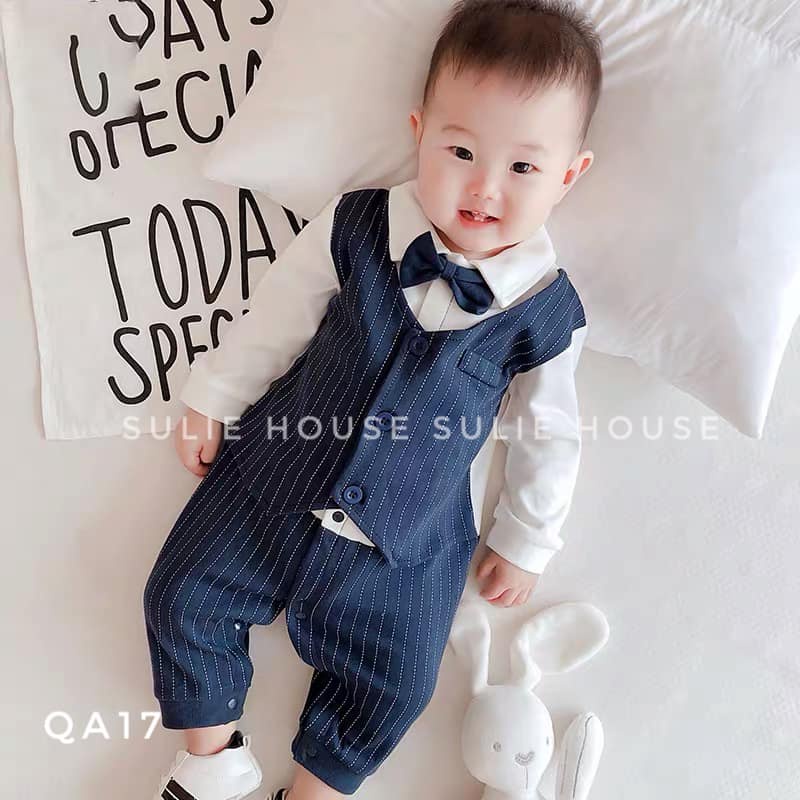 Set body vest công tử kẻ xanh - QA17