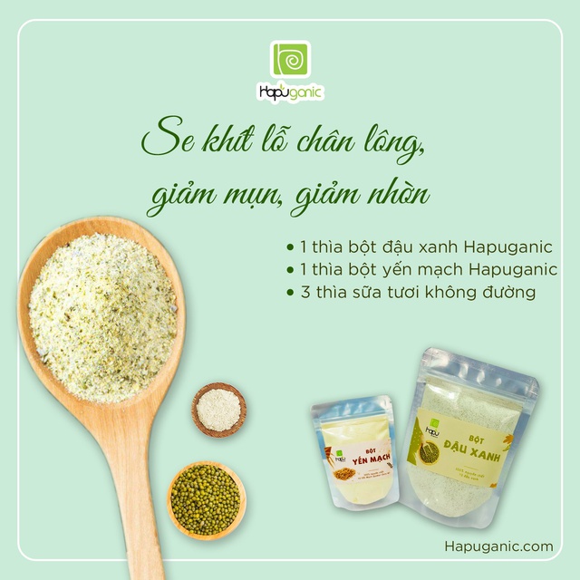 Bột Đậu Xanh Nguyên Chất Hapu Organic sáng da