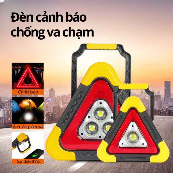 Đèn Led Cảnh Báo Khẩn Cấp Hình Tam Giác 4 Chế Độ Sáng Kiêm Nguồn Điện Dự Phòng Trangdiemxe 4 By-1058